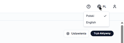 Language menu under the globe icon